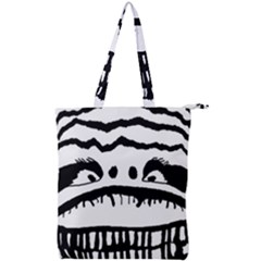 Creepy Monster Black And White Close Up Drawing Double Zip Up Tote Bag