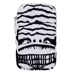 Creepy Monster Black And White Close Up Drawing Waist Pouch (large)