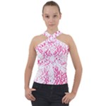 Pink Dots with love Cross Neck Velour Top