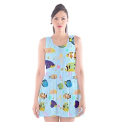 Underwater World Scoop Neck Skater Dress by SychEva