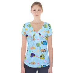 Underwater World Short Sleeve Front Detail Top by SychEva