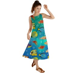 Cheerful And Bright Fish Swim In The Water Summer Maxi Dress by SychEva