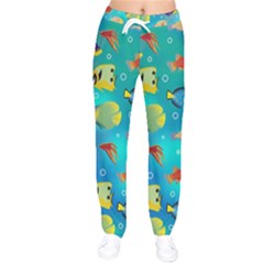 Cheerful And Bright Fish Swim In The Water Women Velvet Drawstring Pants