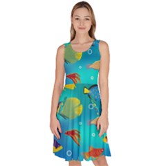 Cheerful And Bright Fish Swim In The Water Knee Length Skater Dress With Pockets by SychEva