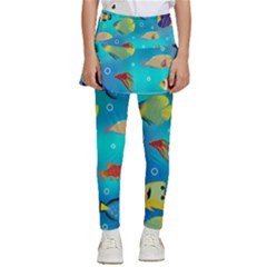 Cheerful And Bright Fish Swim In The Water Kids  Skirted Pants by SychEva