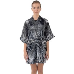 Boho Biohazard Half Sleeve Satin Kimono  by MRNStudios