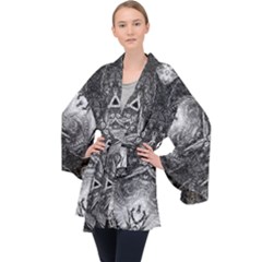 Boho Biohazard Long Sleeve Velvet Kimono  by MRNStudios