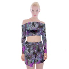 Lo-fi Hyperactivity Off Shoulder Top With Mini Skirt Set by MRNStudios