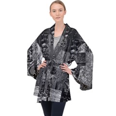 Frequencies Long Sleeve Velvet Kimono  by MRNStudios