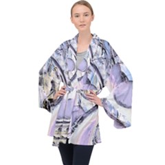 Landslide Baby Blue Long Sleeve Velvet Kimono  by MRNStudios