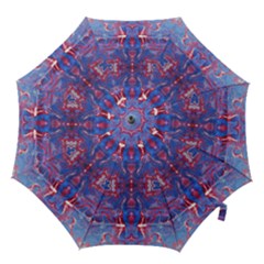 Red Blue Repeats Hook Handle Umbrellas (small) by kaleidomarblingart
