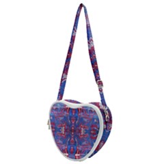 Red Blue Repeats Heart Shoulder Bag by kaleidomarblingart