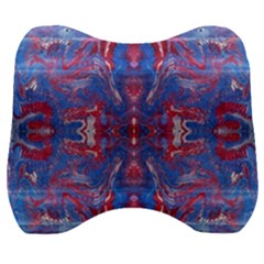 Red Blue Repeats Velour Head Support Cushion by kaleidomarblingart