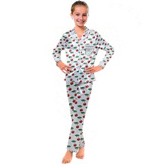 Cherries Love Kid s Satin Long Sleeve Pajamas Set by designsbymallika