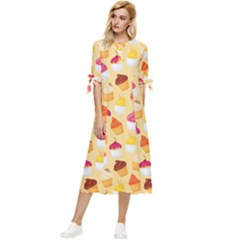 Cupcakes Love Bow Sleeve Chiffon Midi Dress by designsbymallika