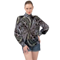 Insect Portrait High Neck Long Sleeve Chiffon Top by MRNStudios