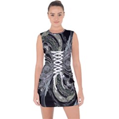 Insect Portrait Lace Up Front Bodycon Dress by MRNStudios