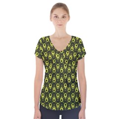 Avocados Short Sleeve Front Detail Top by Sparkle