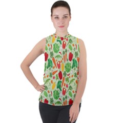 Vegetables Love Mock Neck Chiffon Sleeveless Top by designsbymallika