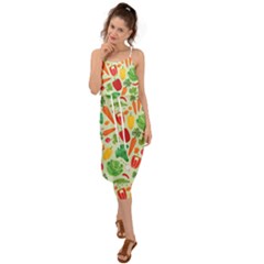 Vegetables Love Waist Tie Cover Up Chiffon Dress