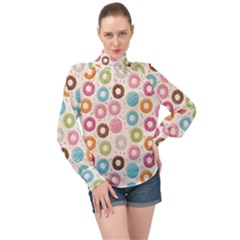 Donuts Love High Neck Long Sleeve Chiffon Top by designsbymallika