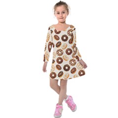 Chocolate Donut Love Kids  Long Sleeve Velvet Dress by designsbymallika