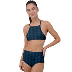 Teal Stripes High Waist Tankini Set by JustJoArt