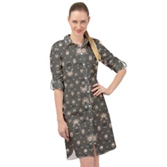 Modern Geometric Ornate Pattern Design Long Sleeve Mini Shirt Dress by dflcprintsclothing