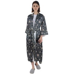 Modern Geometric Ornate Pattern Design Maxi Satin Kimono by dflcprintsclothing