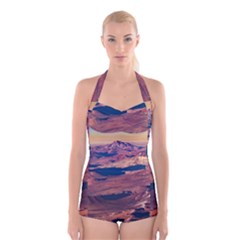 Atacama Desert Aerial View Boyleg Halter Swimsuit  by dflcprintsclothing