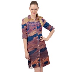 Atacama Desert Aerial View Long Sleeve Mini Shirt Dress by dflcprintsclothing