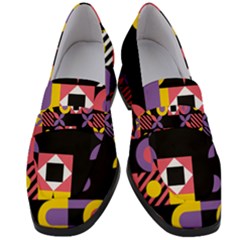 Summer Mosaic Print Women s Chunky Heel Loafers by designsbymallika