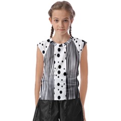 Stripes Black White Pattern Kids  Raglan Cap Sleeve Tee by designsbymallika