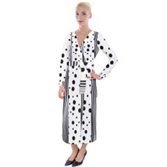 Stripes Black White Pattern Velvet Maxi Wrap Dress