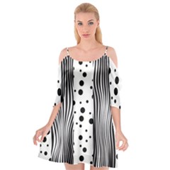 Stripes Black White Pattern Cutout Spaghetti Strap Chiffon Dress by designsbymallika