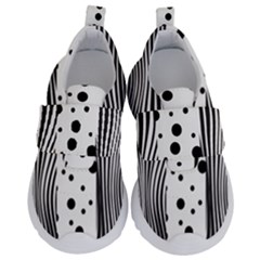 Stripes Black White Pattern Kids  Velcro No Lace Shoes by designsbymallika