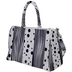 Stripes Black White Pattern Duffel Travel Bag by designsbymallika