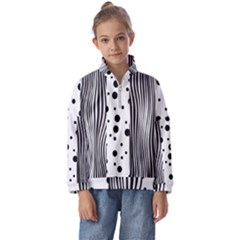 Stripes Black White Pattern Kids  Half Zip Hoodie