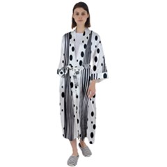 Stripes Black White Pattern Maxi Satin Kimono by designsbymallika
