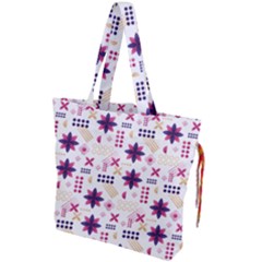 Minimal Floral Pattern Drawstring Tote Bag by designsbymallika