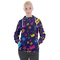 Seamless Musical Pattern Women s Hooded Pullover by designsbymallika