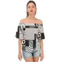 Black And White Pattern Off Shoulder Short Sleeve Top View1