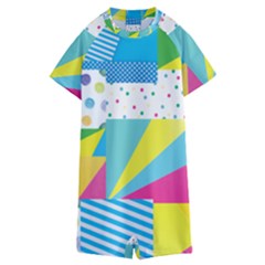 Geometric Pattern Kids  Boyleg Half Suit Swimwear