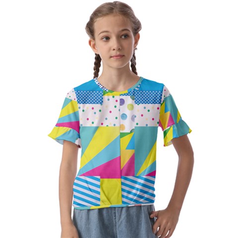 Geometric Pattern Kids  Cuff Sleeve Scrunch Bottom Tee by designsbymallika