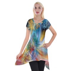 Colorful Thoughts Short Sleeve Side Drop Tunic by WolfepawFractals