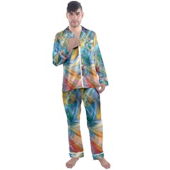 Colorful Thoughts Men s Long Sleeve Satin Pajamas Set