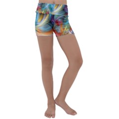 Colorful Thoughts Kids  Lightweight Velour Yoga Shorts by WolfepawFractals