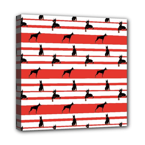 Doberman Dogs On Lines Mini Canvas 8  X 8  (stretched) by SychEva