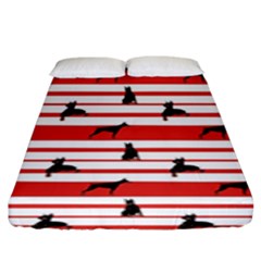 Doberman Dogs On Lines Fitted Sheet (king Size) by SychEva