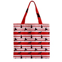Doberman Dogs On Lines Zipper Grocery Tote Bag by SychEva